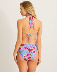 Tropic Isles Chambray Beach Halter Bikini Top - Blue Monday