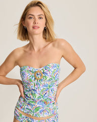 Island Cays Poolside Palms Bandeau Tankini Top - Four Leaf Clover
