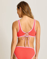 Island Cays Cabana Tie-Back Bikini Top - Citrus Coral