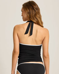 Island Cays Cabana Halter Tankini Top - Black