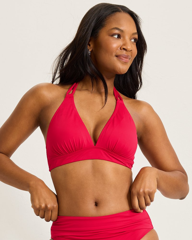 Pearl Double-Strap Halter Bikini Top - Rossovivo