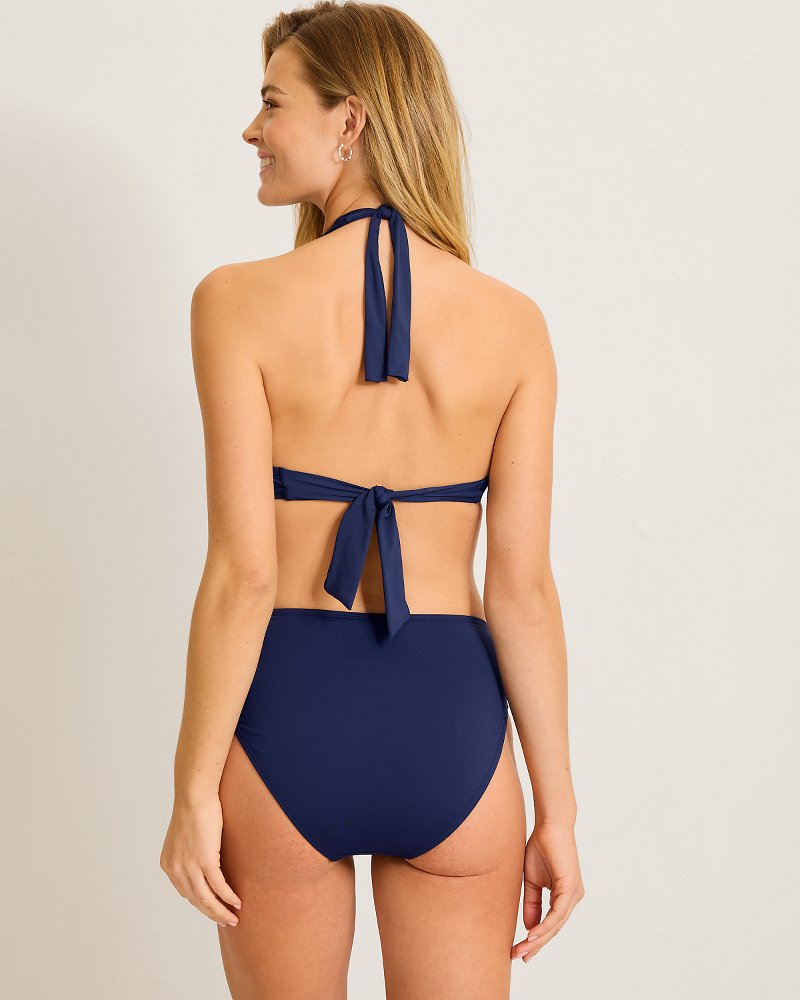 Pearl Double-Strap Halter Bikini Top - Mare Navy