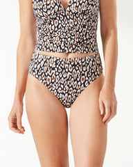 Palm Modern Safari Cat High-Waist Bikini Bottoms - Black