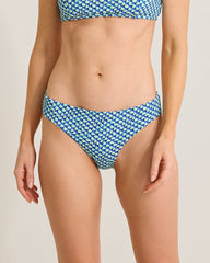 Palm Modern Mosaic Pool Hipster Bikini Bottoms - Beach Glass Blue