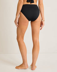 Pearl High-Waist Shirred Bikini Bottoms - Black