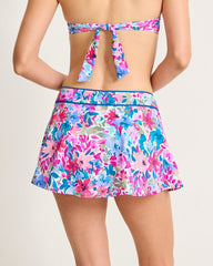 Watercolor Floral Skirted Bikini Bottoms - Dusty Lupine