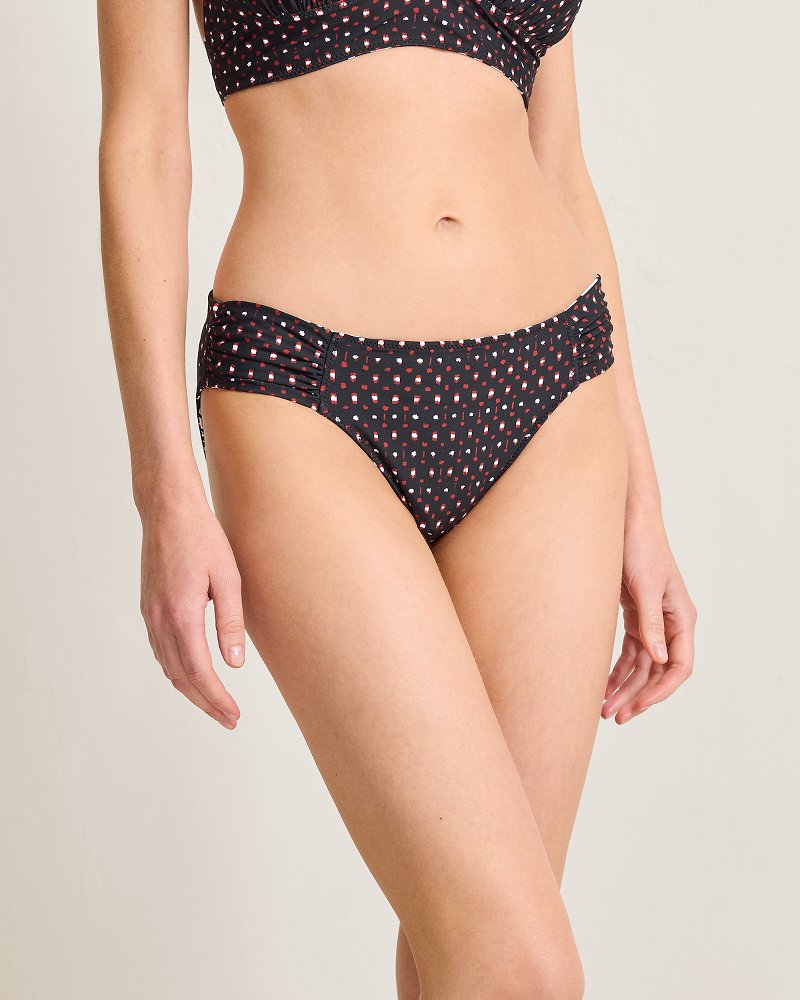 Sunset Blooms Reversible Hipster Bikini Bottoms - Black Rev