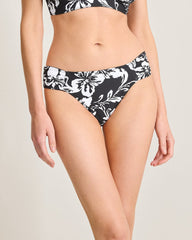 Sunset Blooms Reversible Hipster Bikini Bottoms - Black Rev