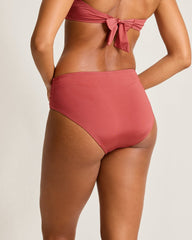 Jewel Sands Shirred High-Waist Bikini Bottoms - Soft Sienna