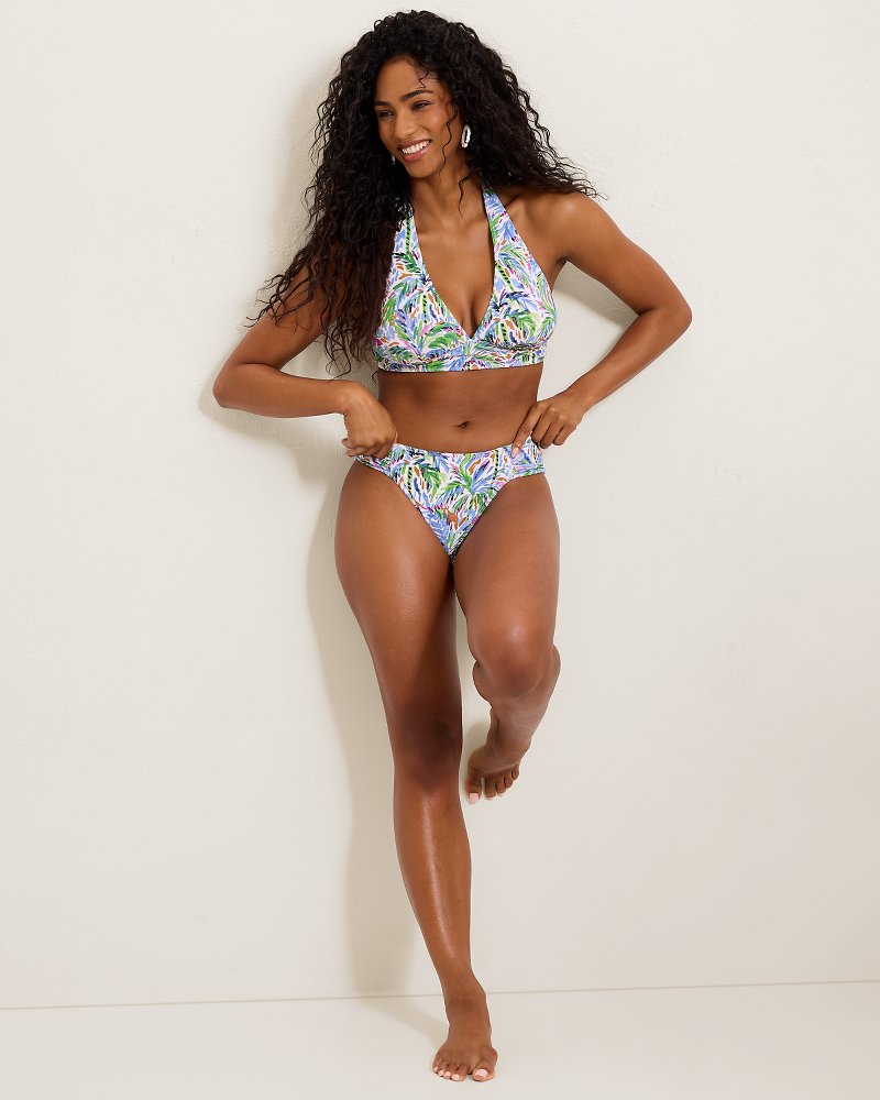 Island Cays Poolside Palms Hipster Bikini Bottoms - Four Leaf Clover
