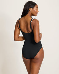 Island Cays Cabana Wrap-Front One-Piece Swimsuit - Black