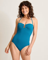 Pearl U-Front Bandeau One-Piece Swimsuit - Topaz Teal