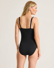 Island Cays Cabana Tie-Front One-Piece Swimsuit - Black