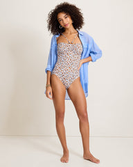 Leo Aloha Halter-Style Bandeau One-Piece Swimsuit - Candied Pecan