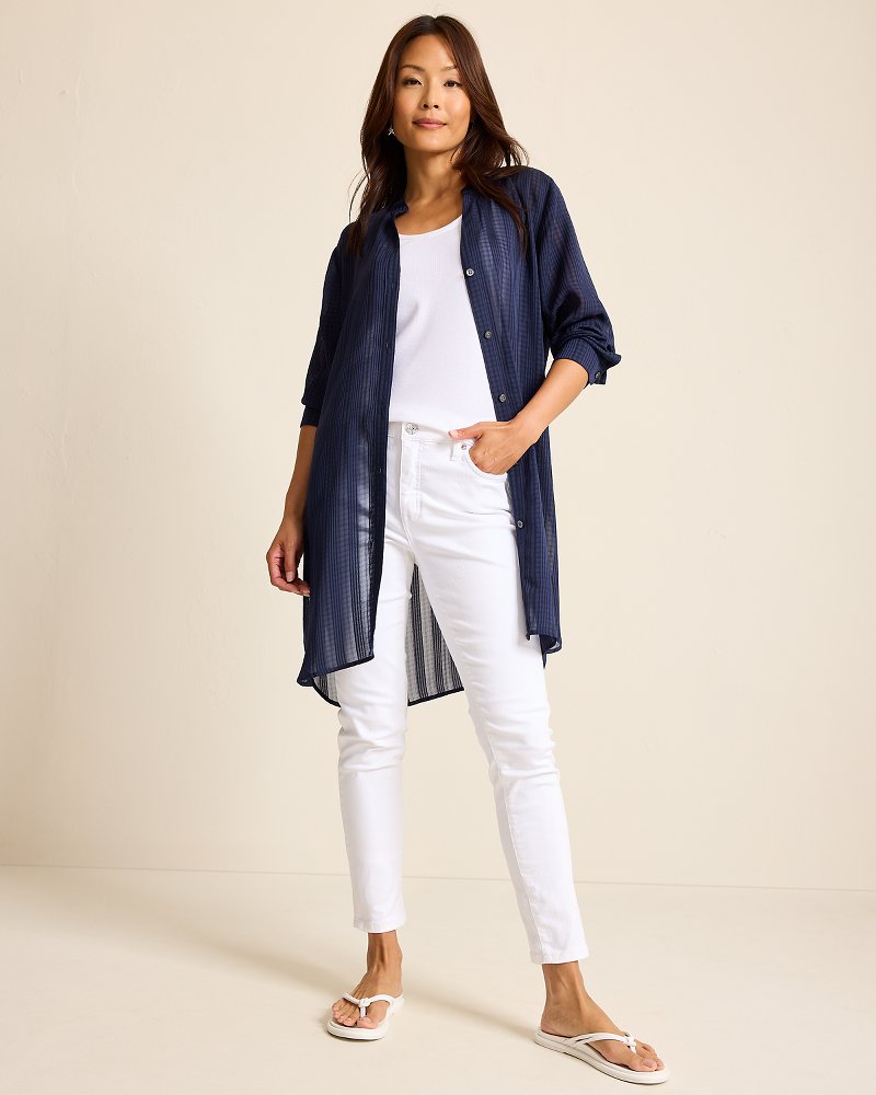 Cadiz Chiffon Boyfriend Beach Shirt - Mare Navy