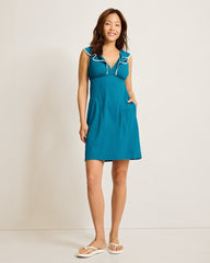 Island Cays Cabana Flounce Spa Coverup Dress - Topaz Teal