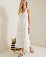St. Lucia Linen-Blend Bias-Cut Coverup Dress - White