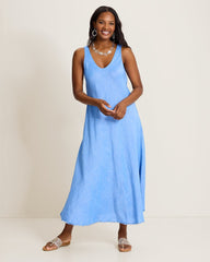 St. Lucia Linen-Blend Bias-Cut Coverup Dress - Palace Blue