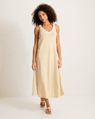 St. Lucia Linen-Blend Bias-Cut Coverup Dress - Island Clay