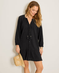 Mykonos Gauze Coverup Dress - Black