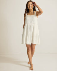 Mykonos Gauze Tiered Coverup Dress - Coconut