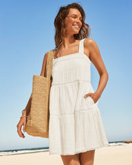 Mykonos Gauze Tiered Coverup Dress - Coconut