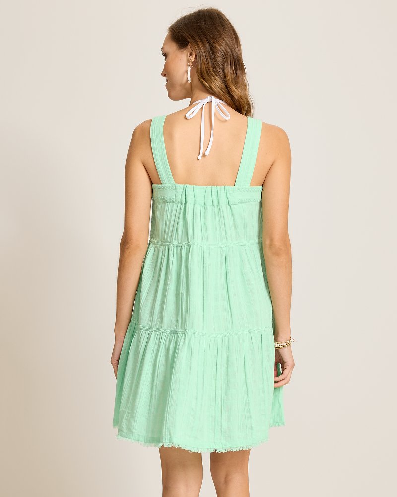 Mykonos Gauze Tiered Coverup Dress - Aqua Jade