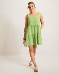 Mykonos Gauze Tiered Coverup Dress - Mint Jelly