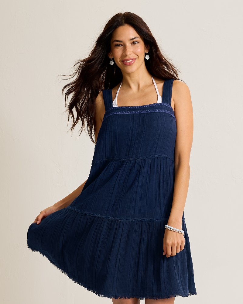 Mykonos Gauze Tiered Coverup Dress - Mare Navy