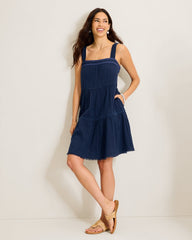 Mykonos Gauze Tiered Coverup Dress - Mare Navy