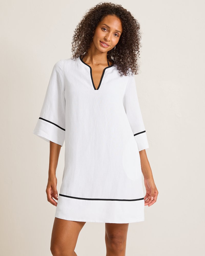 St.Lucia Split-Neck Linen-Blend Beach Tunic - White