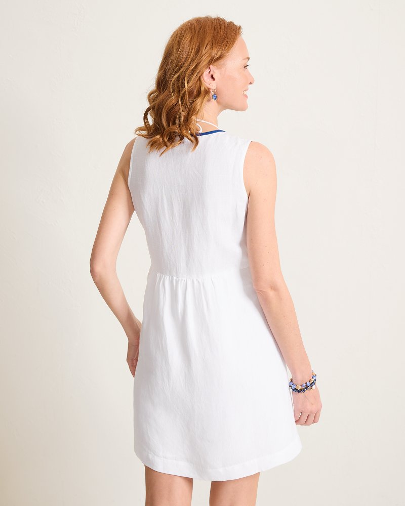 St. Lucia V-Neck Linen-Blend Coverup Dress - White