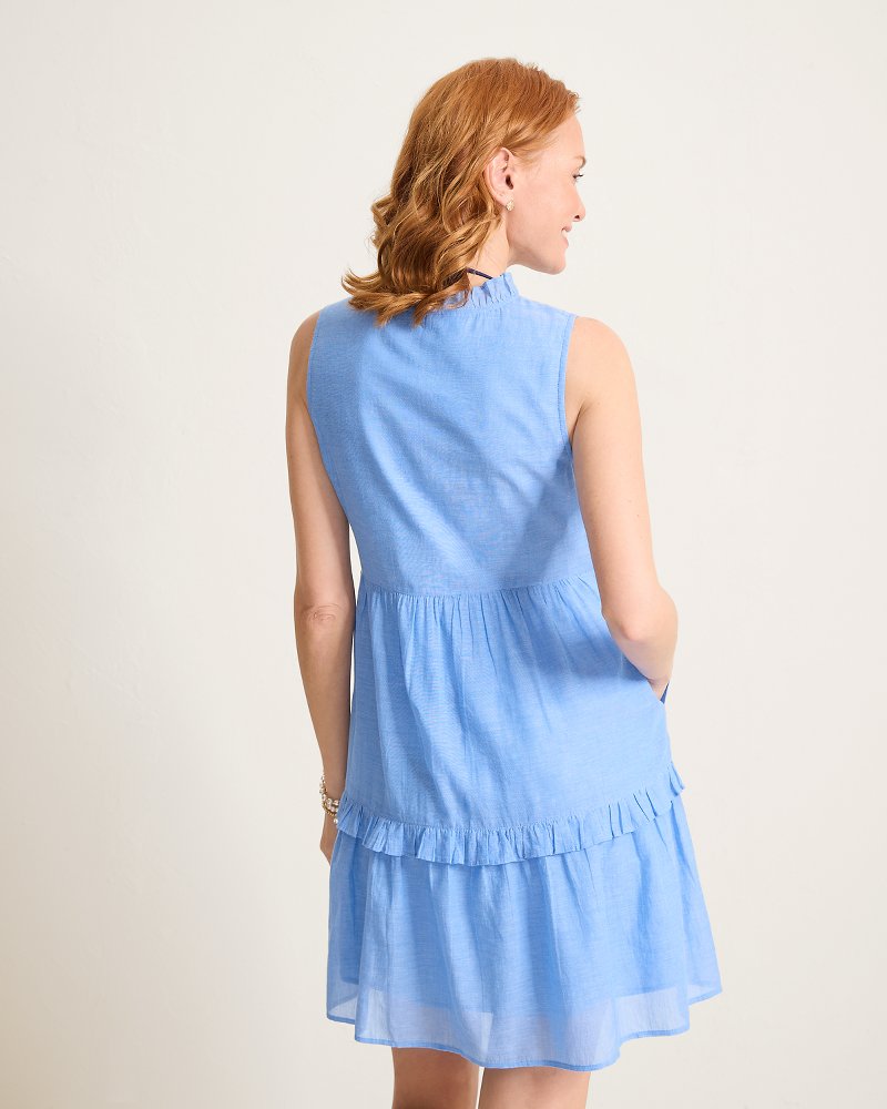 Cotton Voile Tiered Coverup Dress - Mountain Bluebell