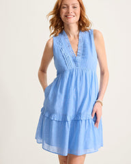Cotton Voile Tiered Coverup Dress - Mountain Bluebell