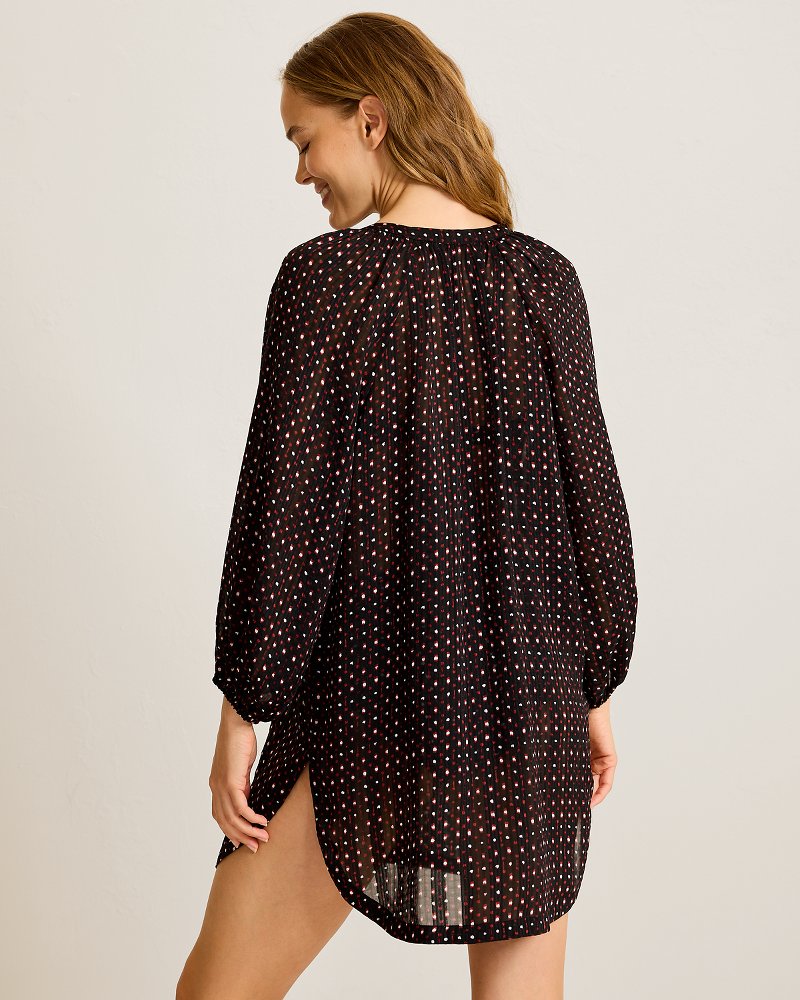 Sunset Blooms Beach Tunic - Black