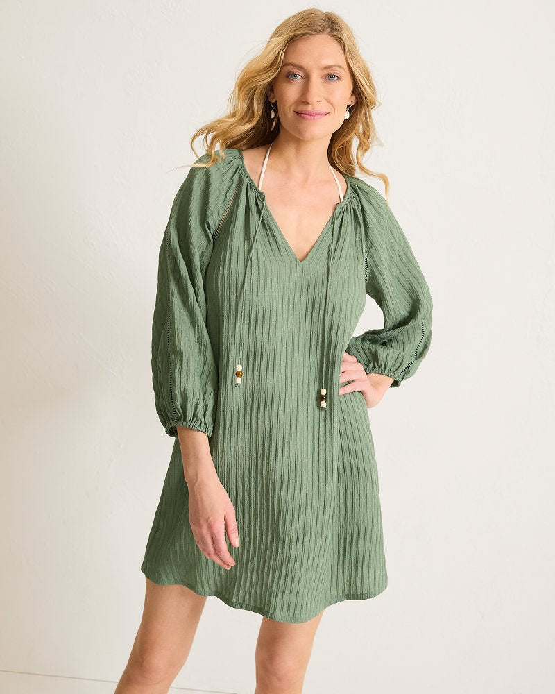 Woven Stripe Beach Tunic - Tea Leaf