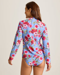 Tropic Isles Chambray Beach Full-Zip Rash Guard - Blue Monday