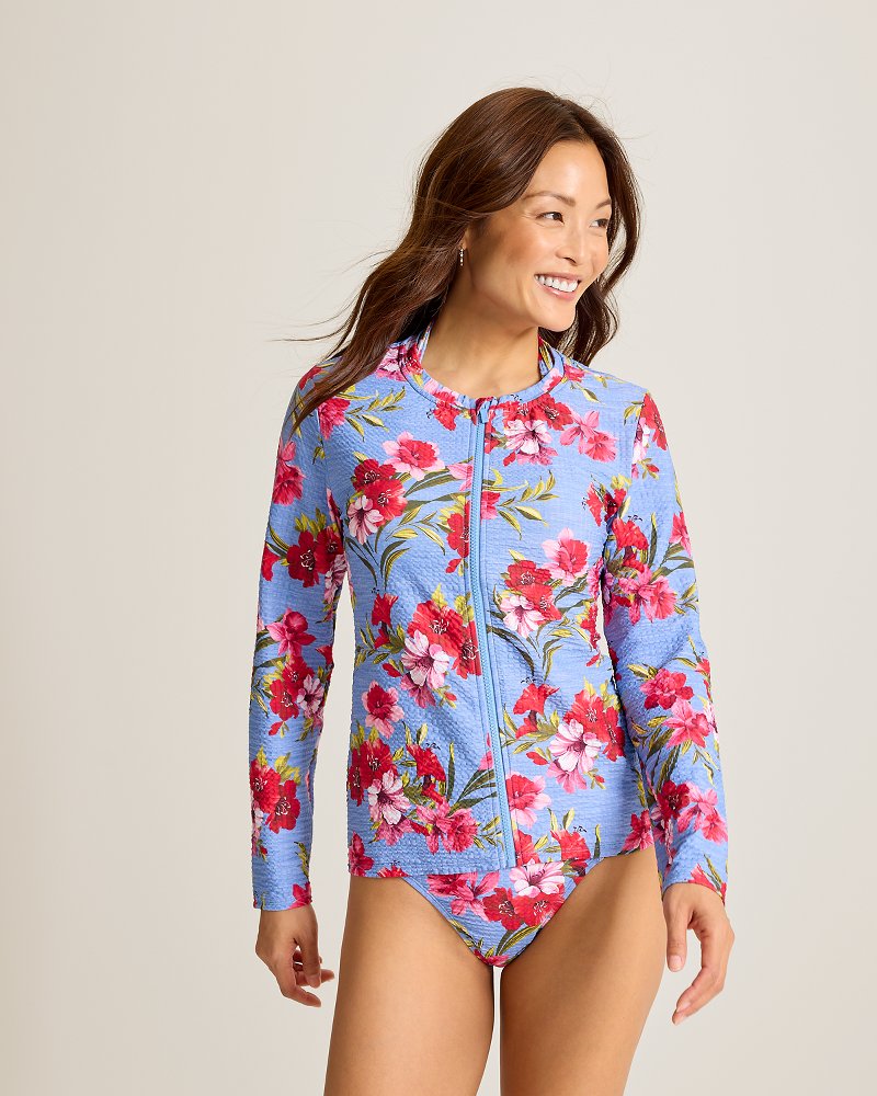 Tropic Isles Chambray Beach Full-Zip Rash Guard - Blue Monday