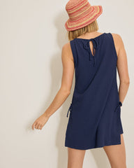 Beachy Waves High-Neck Beach Romper - Mare Navy