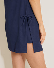 Beachy Waves High-Neck Beach Romper - Mare Navy