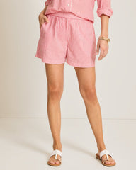 Catalina Coast Stripe Beach Shorts - Citrus Coral