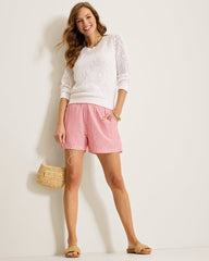 Catalina Coast Stripe Beach Shorts - Citrus Coral
