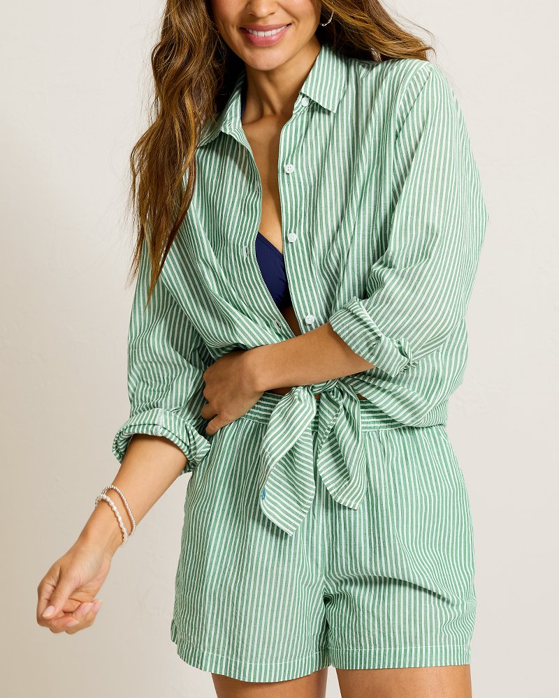 Catalina Coast Stripe Beach Shorts - Four Leaf Clover