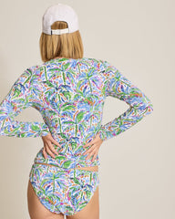 Island Cays Poolside Palms Full-Zip Rash Guard - Four Leaf Clover