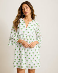 Eyelet Cove Split-Neck Coverup Dress - White