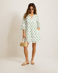 Eyelet Cove Split-Neck Coverup Dress - White