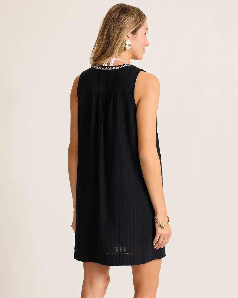 Pico Bay Split-Neck Coverup Dress - Black