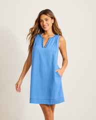 Pico Bay Split-Neck Coverup Dress - Blue Monday