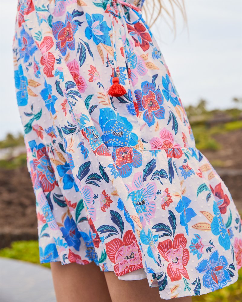 Tropi Flora Tiered Coverup Dress - White