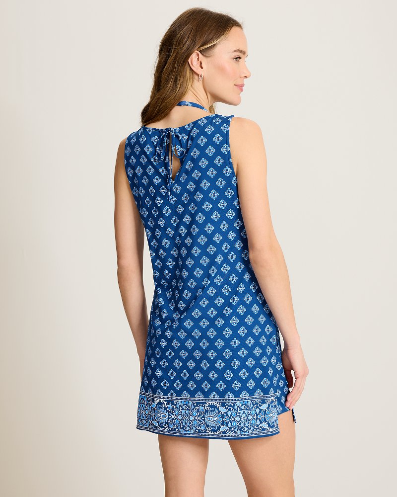 Noble Pineapple High-Neck Beach Romper - Indigo Tide